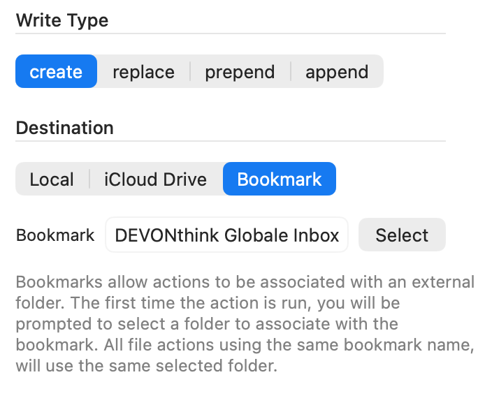 File action and bookmark