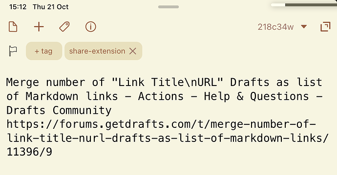 open merge number of link titlenurl drafts as list of markdown links - actions - help & questions - drafts community