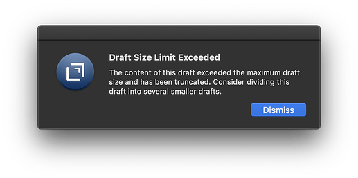 Draft Size Limit Exceeded