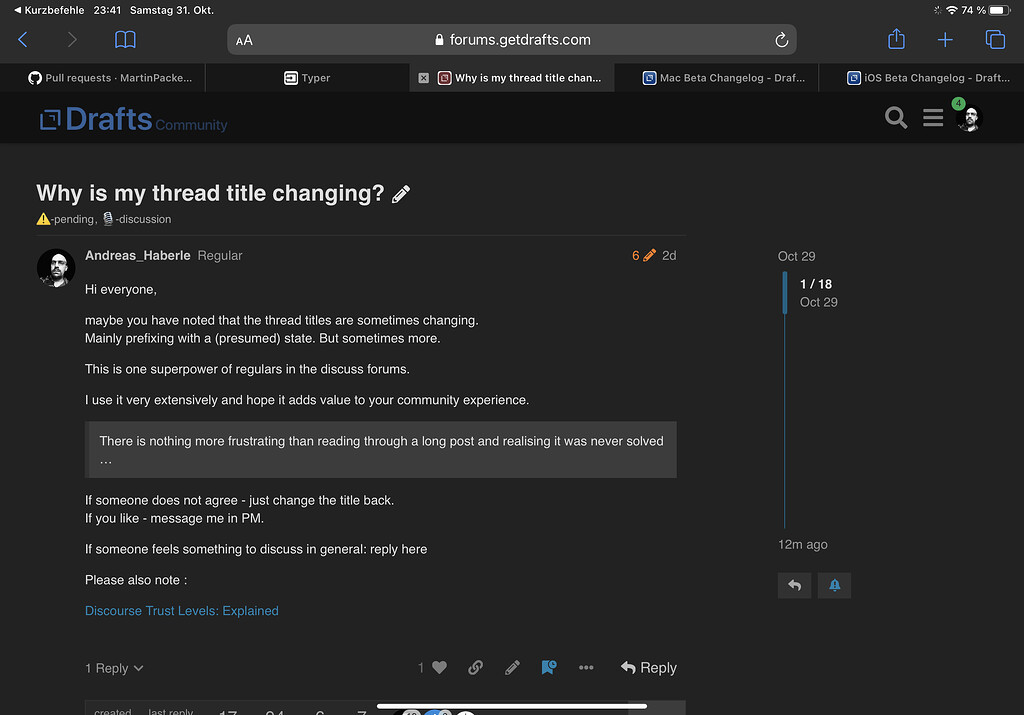 Why is my thread title changing? 🎙discussion Drafts Community