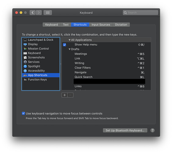 keyboard shortcuts